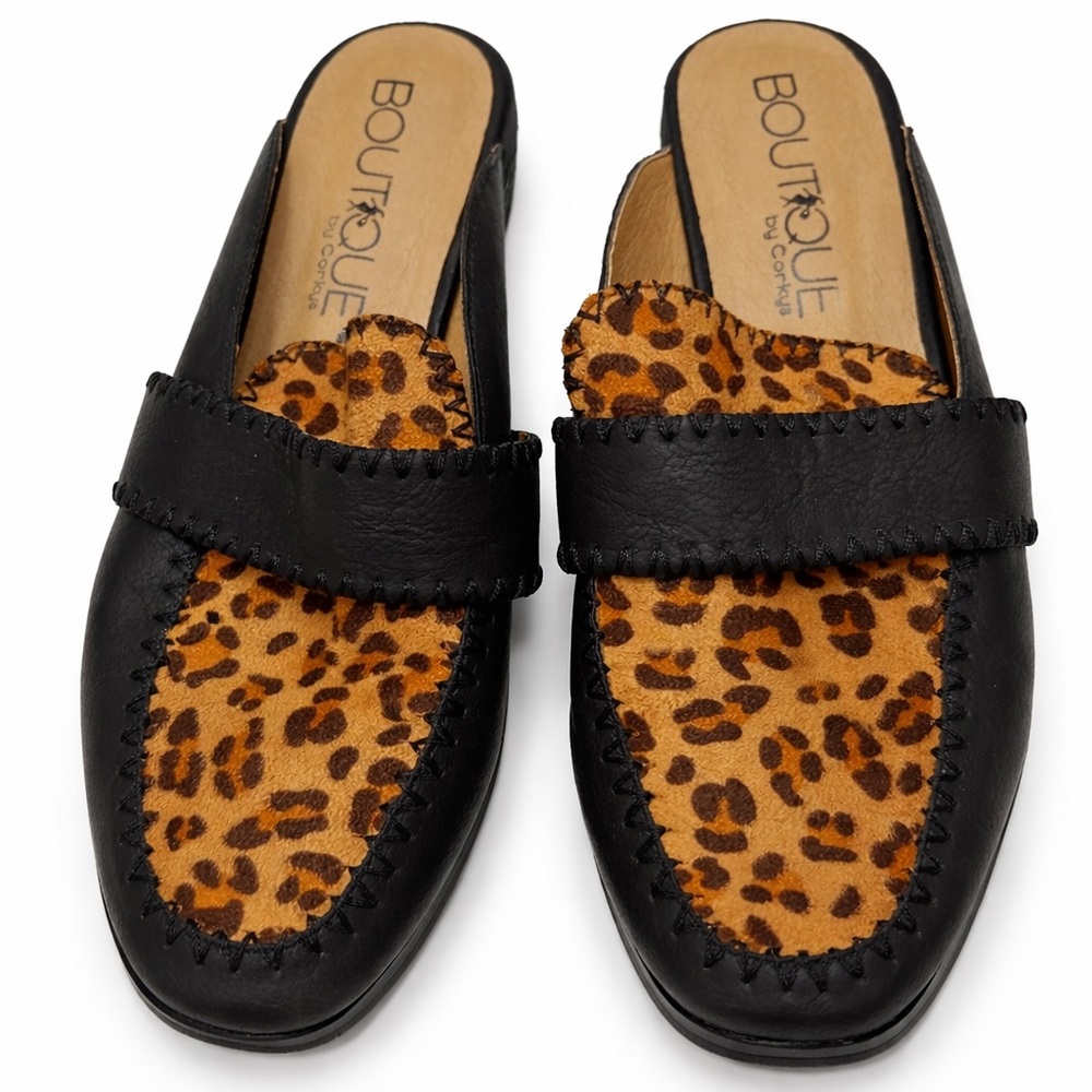 Corkys Boutique Animal Print Mules Leopard Slip On Flats Canterbury Size 9